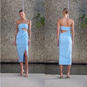 MISHA Blue Medora Strapless Cut Out Dress 10
